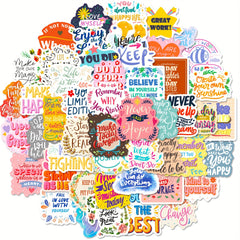 50 Waterproof Positive Stickers for Bottles - Motivational Decals