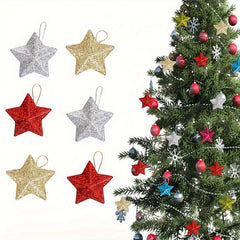 18pcs 3D Stars Xmas Tree Hanging Ornaments Merry Christmas Decorations