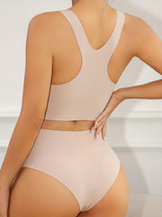 Racerback Wireless Bra & Elastic Panties Lingerie Set