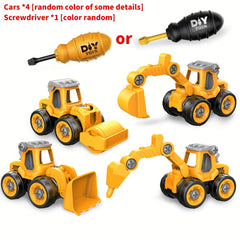 4pcs DIY Nut Assembly Puzzle Disassembly Car Toy Set