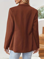 Solid Lapel Long Sleeve Blazer Open Front Women's Outerwear