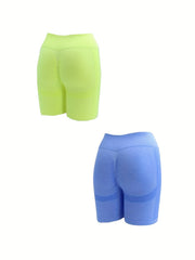 2pcs High Waist Yoga Shorts Slim Fit Butt Lifting Seamless Sports Shorts