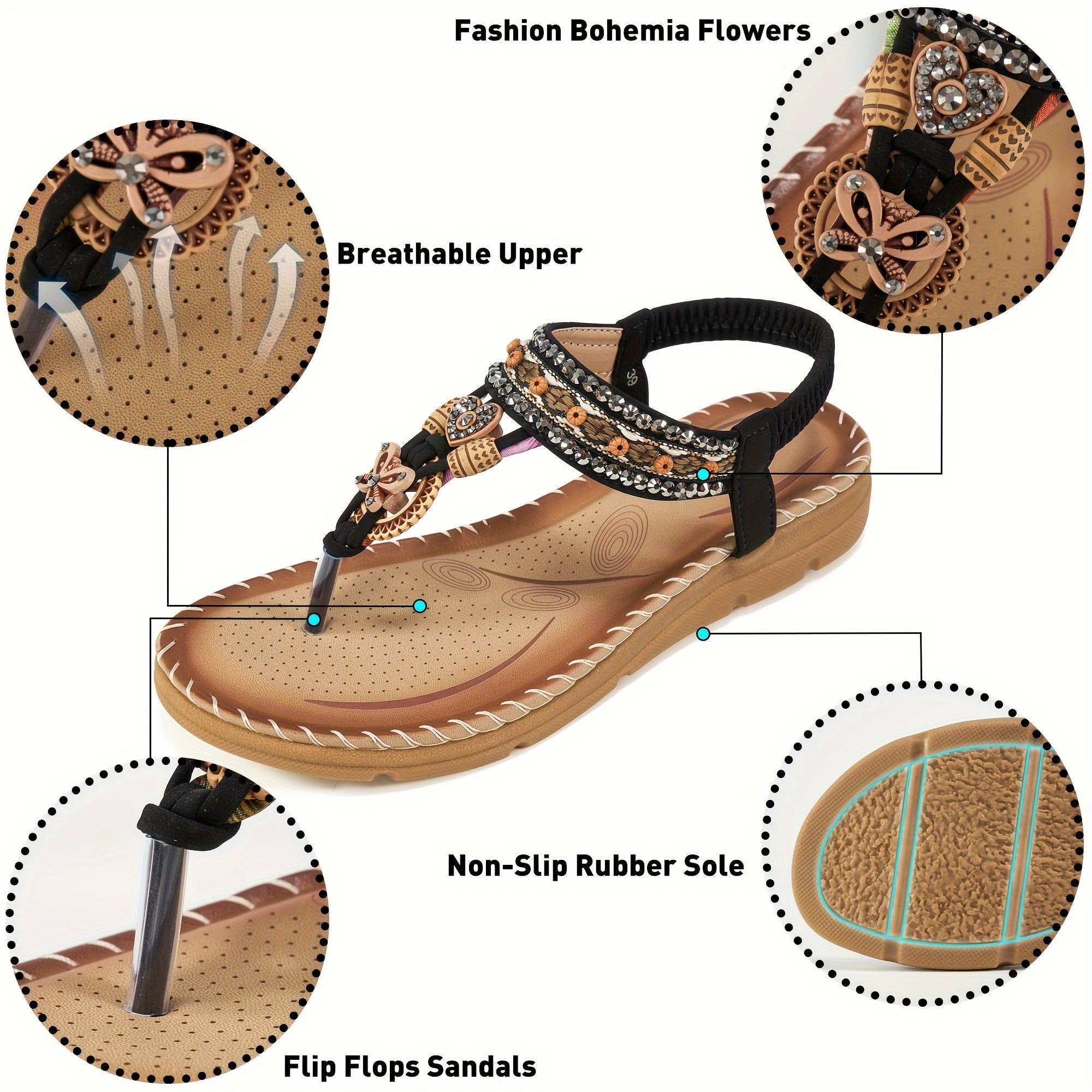 Ethnic Style Butterfly Decor Flat Sandals