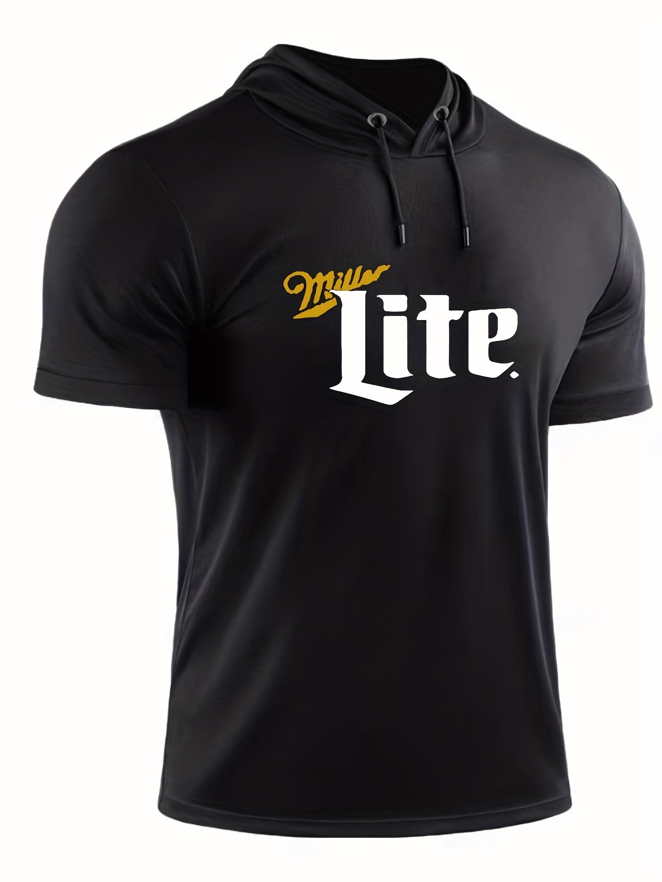 Men's Lite Print Hooded T Shirt Casual Stretch Breathable Tee