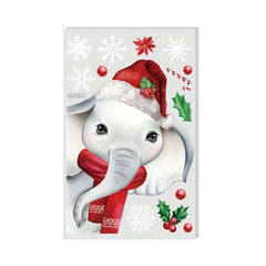 Elephant Christmas Decals Snow Tree Home Office Decoration