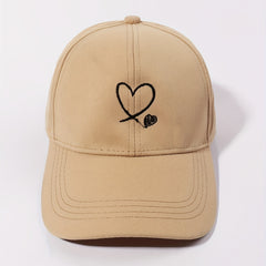 Hollow Heart Embroidery Baseball Cap Solid Sun Hat Sunscreen Dad Hats For Women