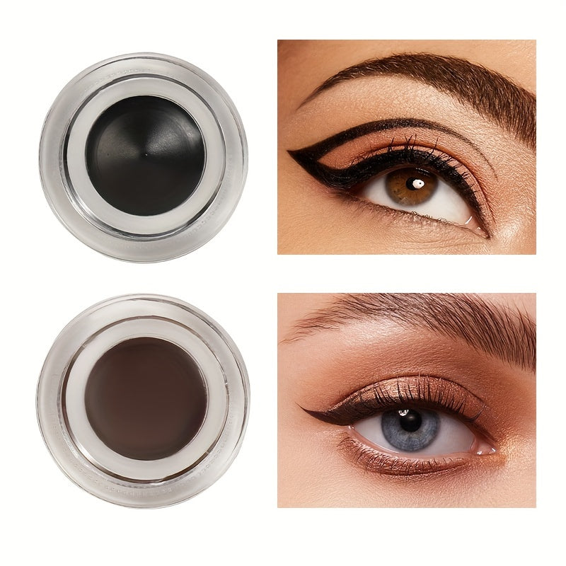 Brown Eyeliner Cream Set with Brush - Waterproof, Long Lasting, Smooth