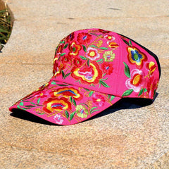 Rose Embroidery Backless Baseball Cap Boho Ponytail Sun Hat