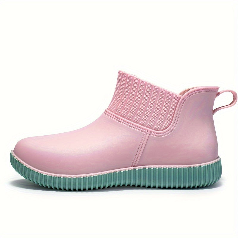 Waterproof Lightweight Rain Boots PVC Block Ankle Boots