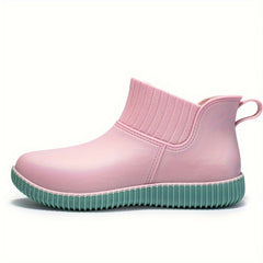 Waterproof Lightweight Rain Boots PVC Block Ankle Boots