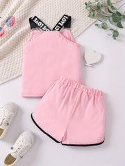 LOVE Print Matching Cami Top and Shorts Set for Siblings