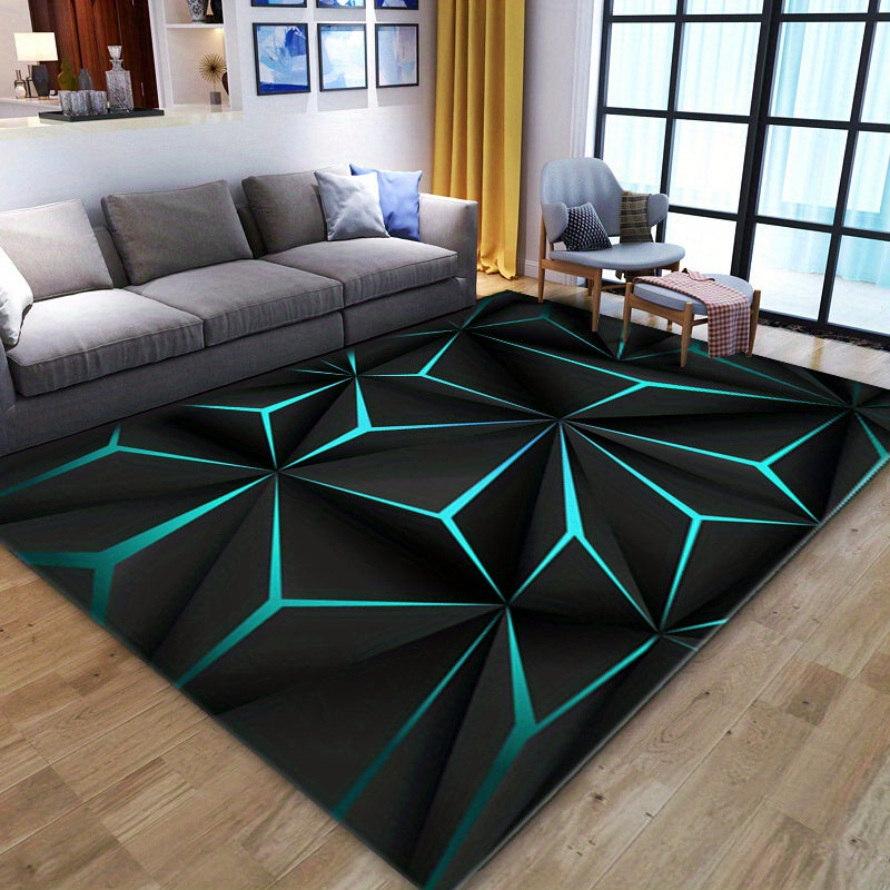 Modern Abstract Art Area Rug Geometry Floor Carpet Indoor Non Slip Easy Clean