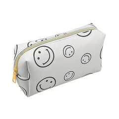 Smiling Face Makeup Bag Waterproof PU Leather Cosmetic Pouch for Women