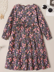 Girl's Butterfly Allover Graphic Long Sleeve Dress For Party