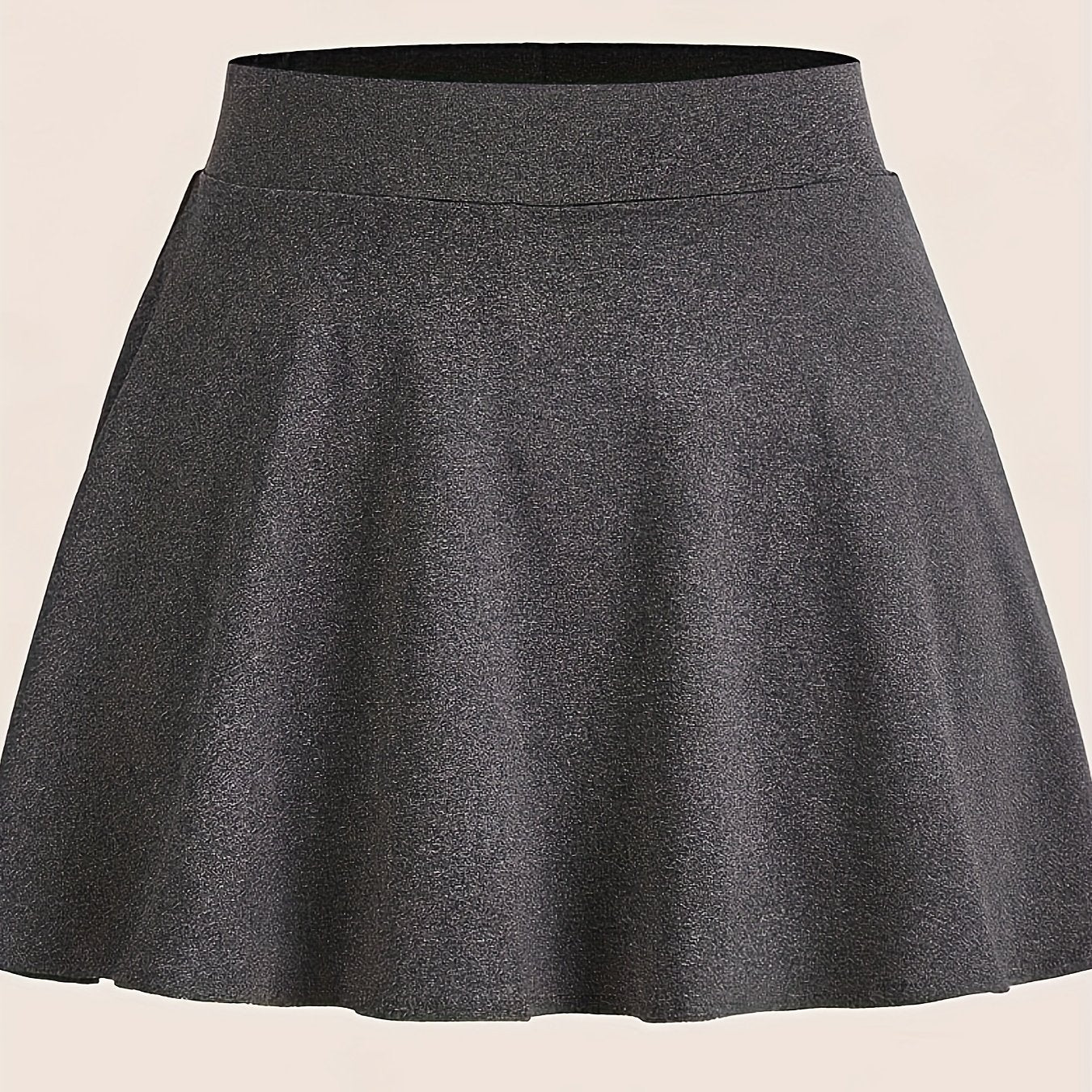 Solid Elastic Waist Mini Skirt for Women