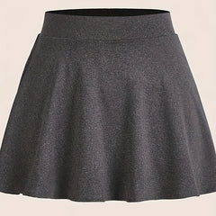 Solid Elastic Waist Mini Skirt for Women