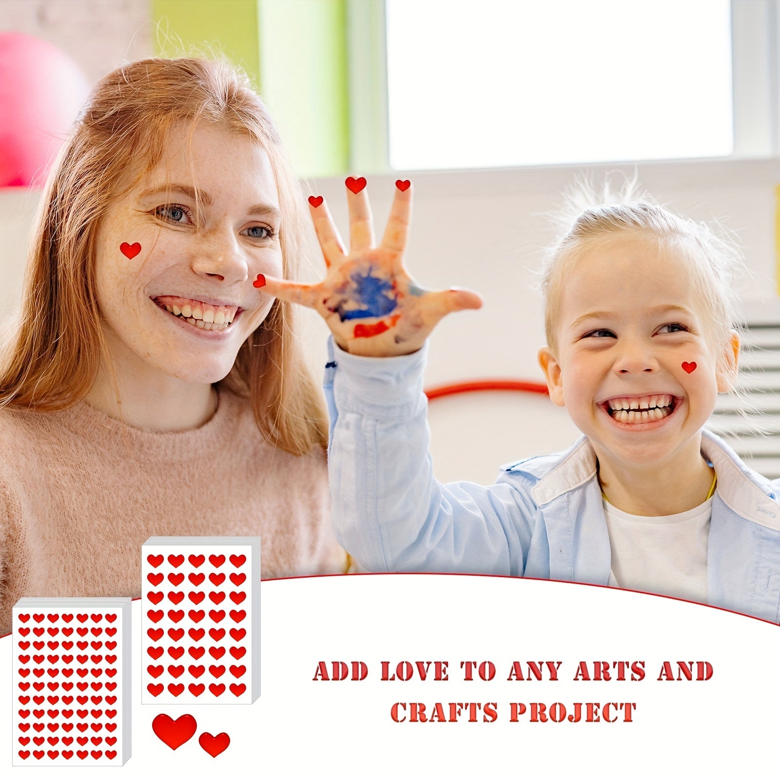 Red Heart Stickers 1404pcs 2 Styles Reusable & Self Adhesive