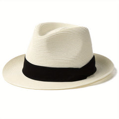 Wide Brim Straw Panama Hat Fedora for Men Women