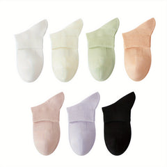 7 Pairs Women's Crew Socks Set Soft & Breathable Stockings