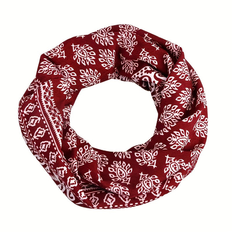 Red Floral Print Beanie Lightweight Vintage Skull Hat Chemo Cap