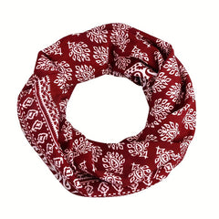 Red Floral Print Beanie Lightweight Vintage Skull Hat Chemo Cap
