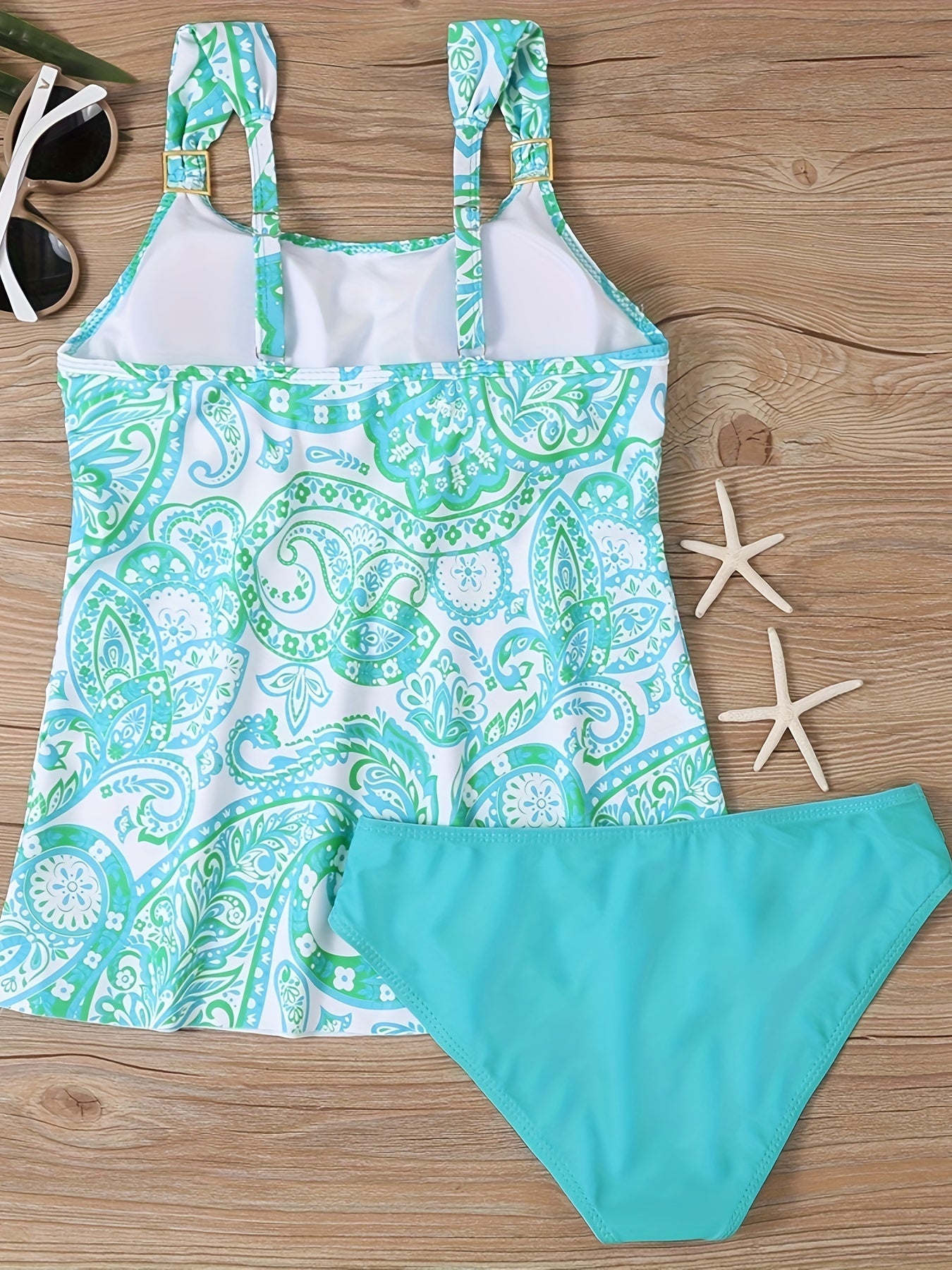 Boho Tankini Set Paisley Print Cami Top & Panty Swimsuit