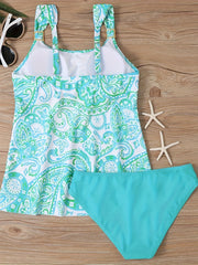 Boho Tankini Set Paisley Print Cami Top & Panty Swimsuit