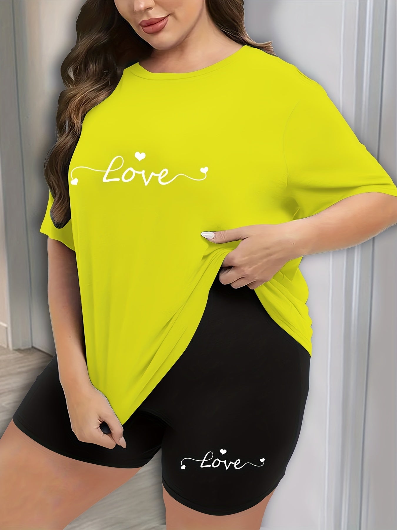 Heart & Letter Print 2 Piece Pajama Set