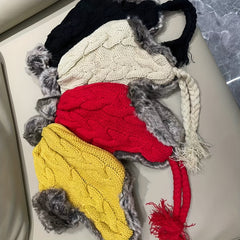 Christmas Thickened Warm Cycling Knitted Plush Ear Protection Hat