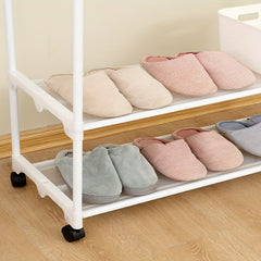 Double Rod Clothes Drying Rack With Shoe Rack