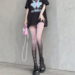 Ombre Jacquard Tights High Waist Mesh Pantyhose