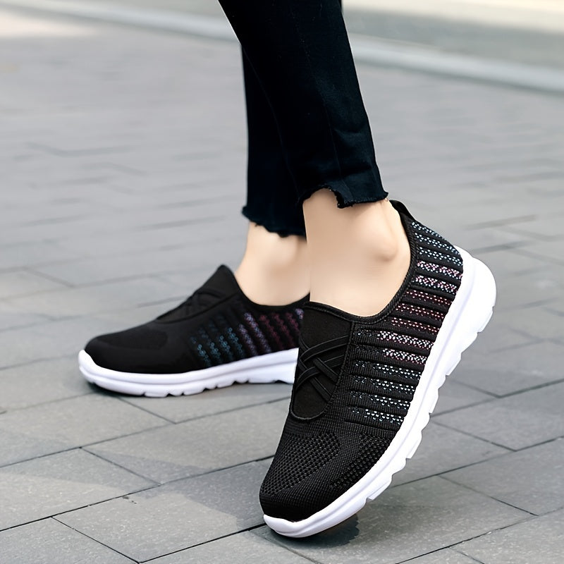 Women's Cross Strap Mesh Flat Shoes Slip On Sports Shoes Lightweight