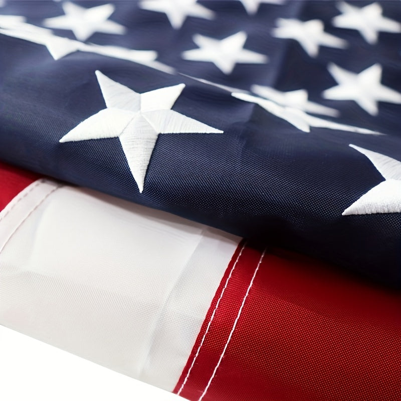 American Flag With Embroidered Stars And Brass Grommets