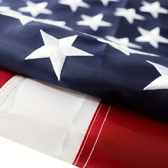 American Flag With Embroidered Stars And Brass Grommets