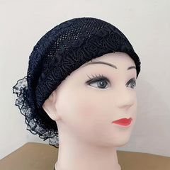 Embroidery Lace Turban Cap Lightweight Inner Hijab Hats