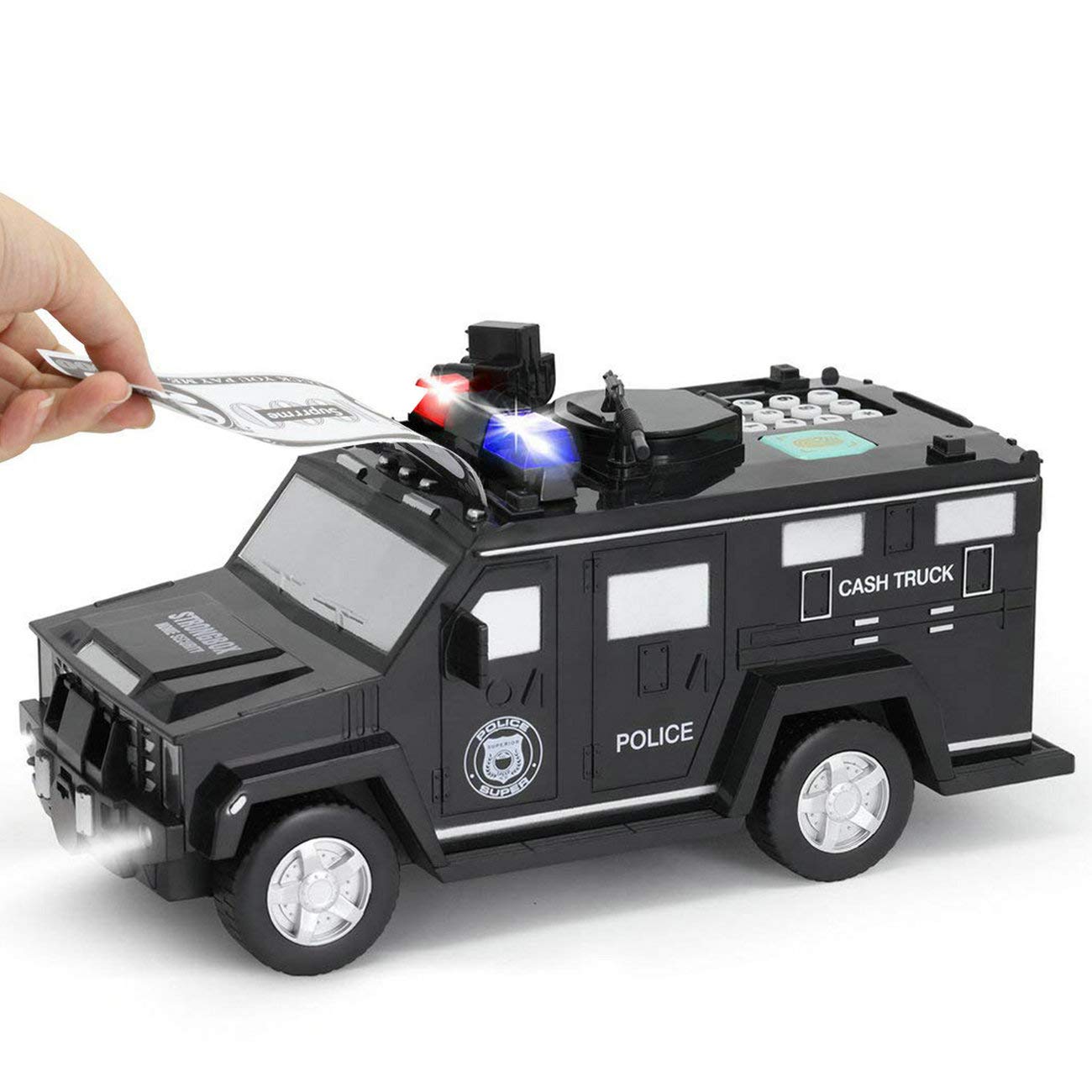 Kids Electronic Piggy Bank Armored Car with Light Password ATM Bank