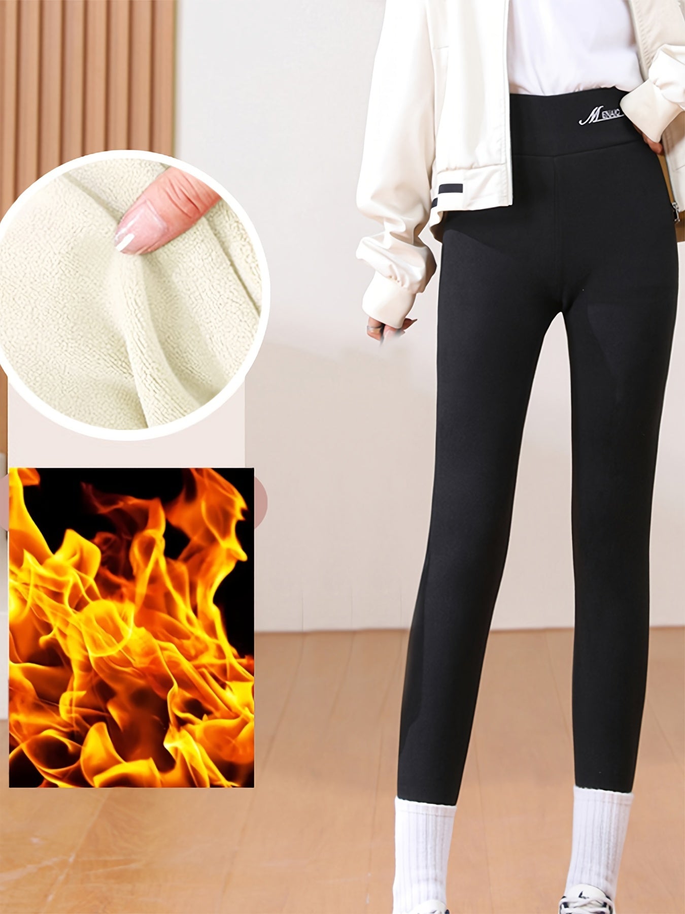 Plush Lined Thermal Pants Soft & Comfy Slim Elastic Tights