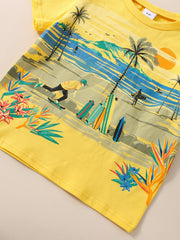 Boys Beach Surfboard Outfit Round Neck T shirt & Shorts