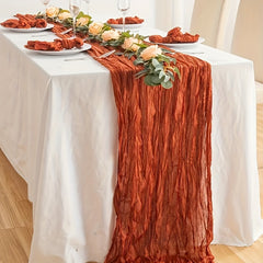 Polyester Balinese Table Runner Pleated Solid Cheesecloth Cover