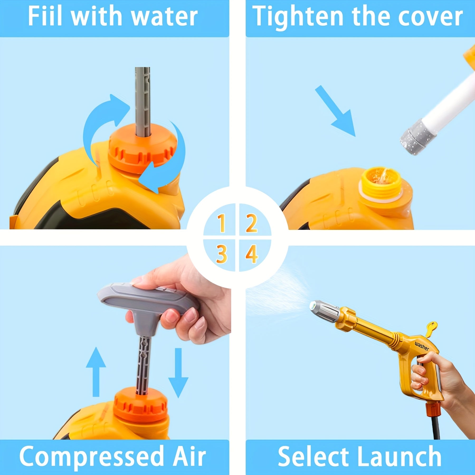 Kids Pressure Car Washer Toy Cleaning Set Role Play Gift