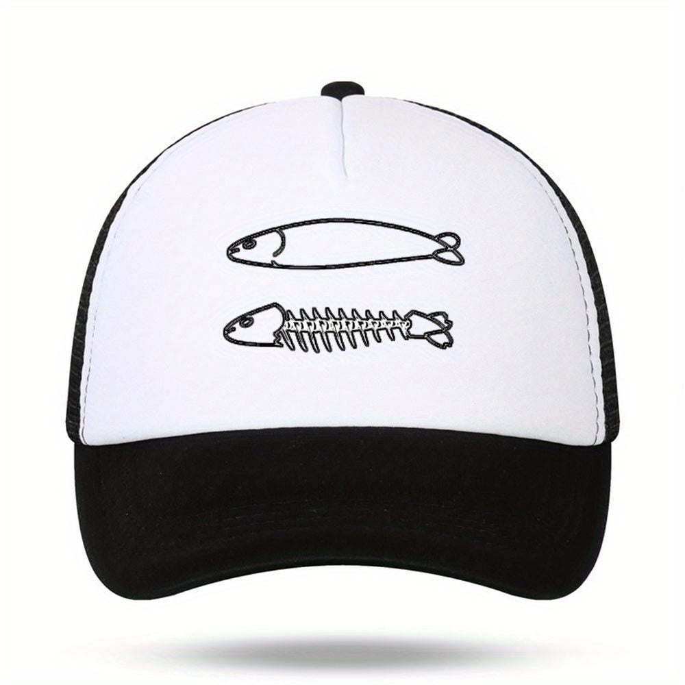 Fish Bones Pattern Baseball Cap for Outdoor Fishing