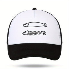 Fish Bones Pattern Baseball Cap for Outdoor Fishing