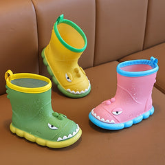 JIAGEYA Boy's Pattern Rain Boots Comfy Non Slip Waterproof Shoes
