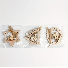 Elk Wooden Crafts Decorative Pendants Round Christmas Ornaments