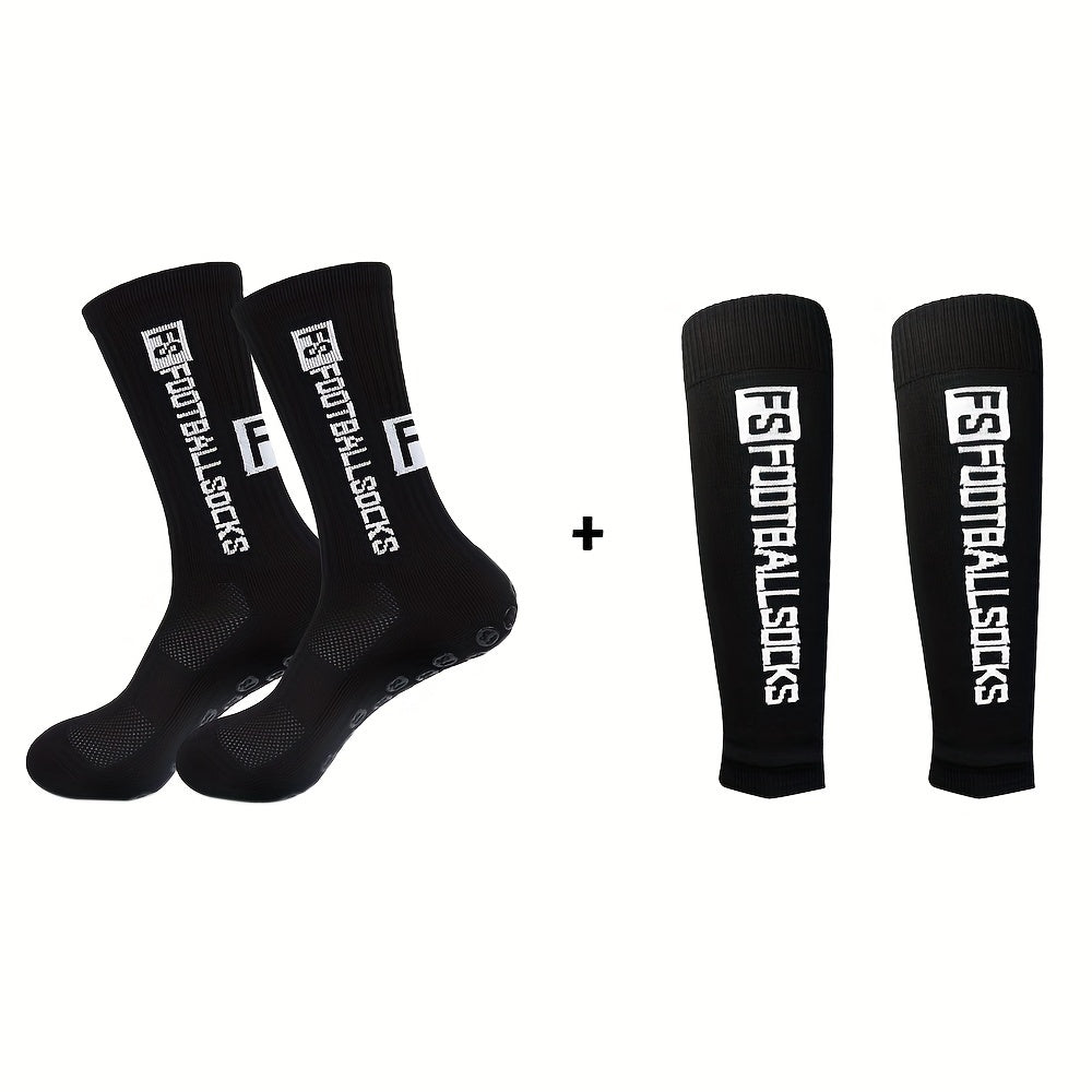 Football Socks Calf Sleeves Set Anti Slip Crew Soccer Socks