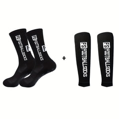 Football Socks Calf Sleeves Set Anti Slip Crew Soccer Socks