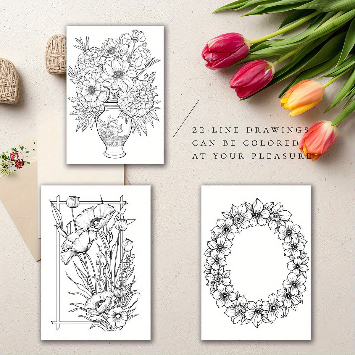 Flower Painting Coloring Book Perfect Gift for Adults Various Festivals