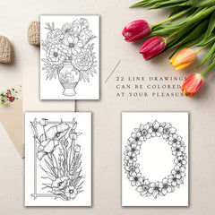 Flower Painting Coloring Book Perfect Gift for Adults Various Festivals