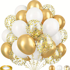 61pcs Golden Confetti Balloons Set with Ribbon for Wedding Birthday Baby Shower