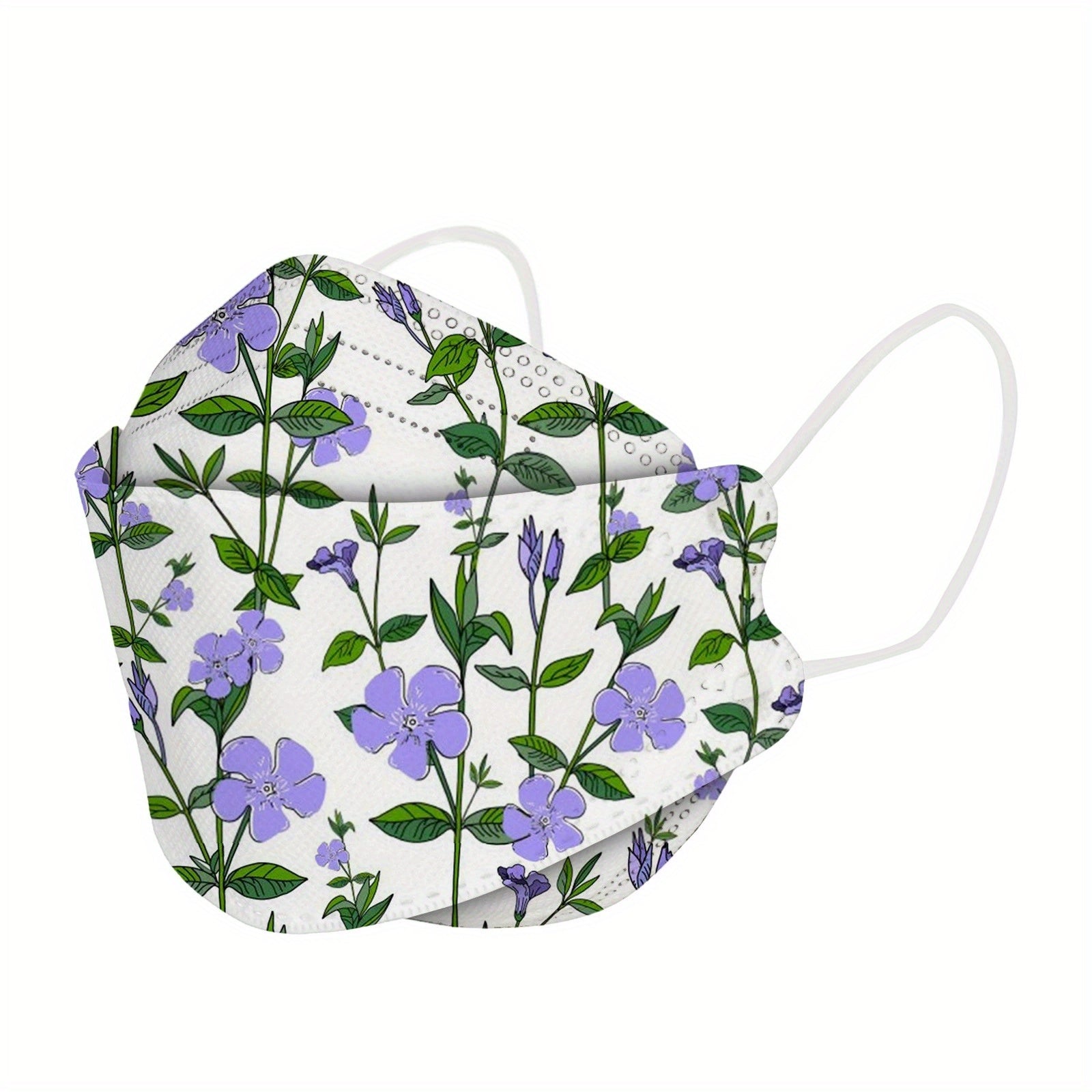 50pcs KF94 Mask Solid Disposable Floral Print Face Masks Causal Outdoor Dustproo